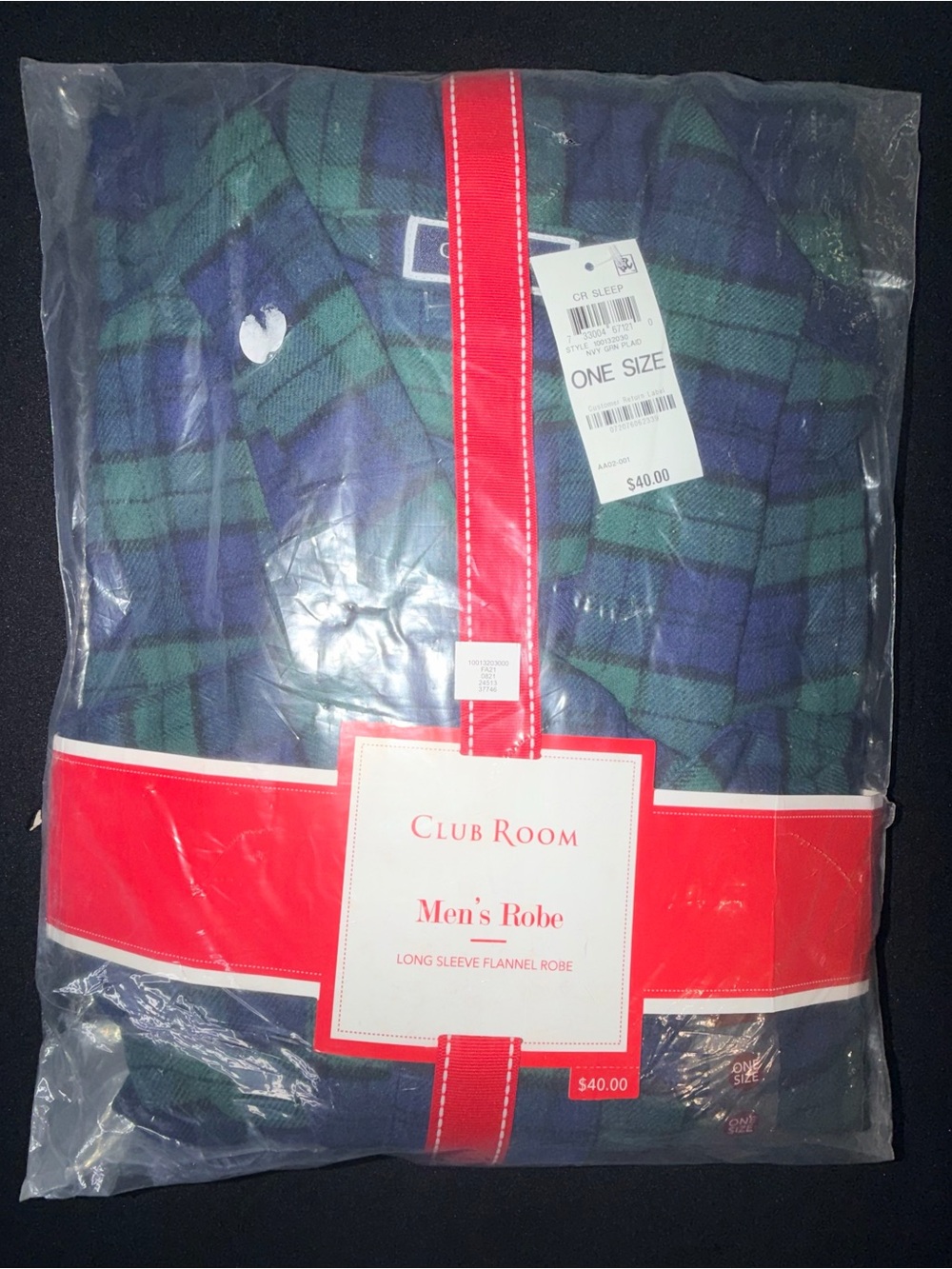 Club Room Mens Robe One size Green Blue Plaid Sleepwear Loungwear Flannel NWT